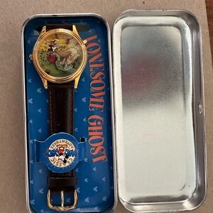 Disney Gold Watch with Brown Leather Strap